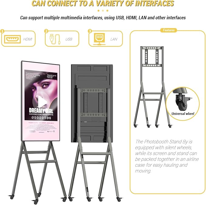 MWE Mobile Digital Signage Display 43in, Portable UHD Touchscreen Advertising