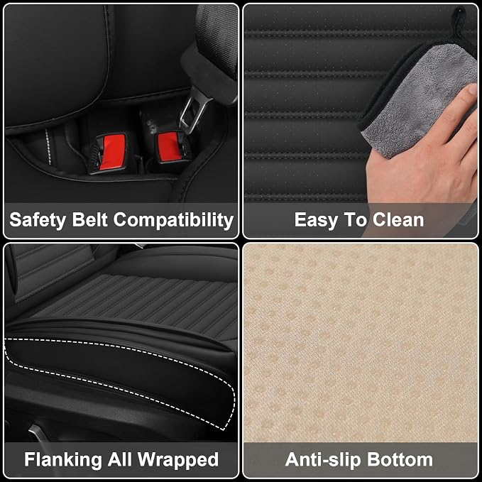 Seat Covers Full Set Fit for Nissan Rogue 2015-2026, Breathable and Comfortable Leather Car Seat Cover, Deluxe Waterproof Cushion Cover Auto Interior Accessories (Black)