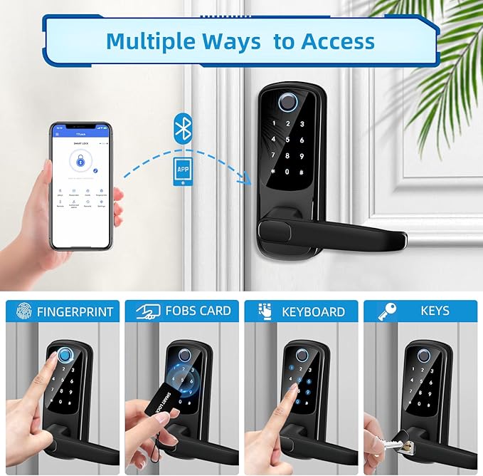 Smart Door Lock with Handle, Keyless Entry Digital Lock
