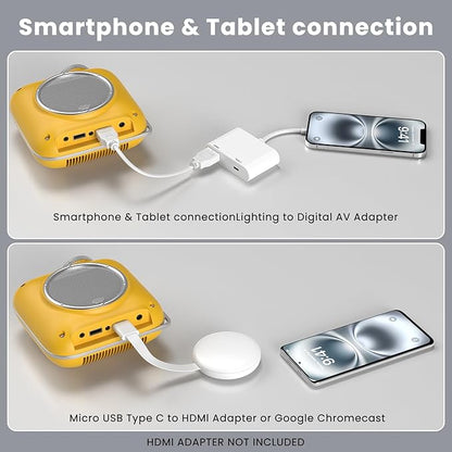 HOMPOW Mini Projector with Two -Way Bluetooth, Portable Projector