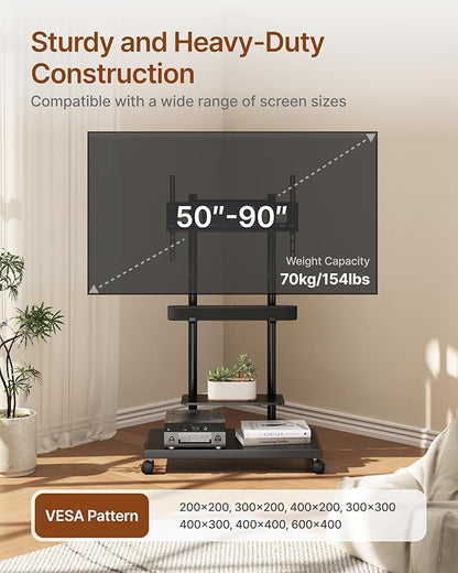 ECOTINY Steel Base Rolling TV Stand