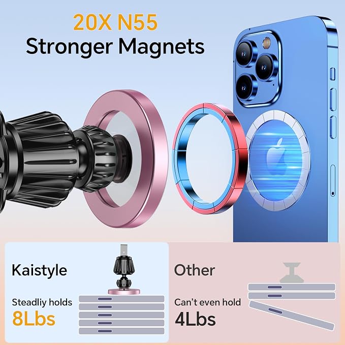 Kaistyle for Magsafe Car Mount【20 Strong Magnets】Magnetic Phone Holder for Car Phone Holder Mount Dash Mounted Holders Cell Phone Holders for Your Car Accessories for Women Men for iPhone 17 16 15 14