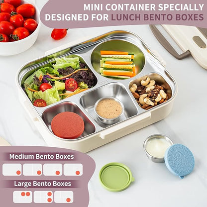 8 Pack - 1.6 Oz Small Salad Dressing Containers To Go, Leakproof Condiment Containers with Lids Reusable Stainless Steel Sauce Cups for Lunch Boxes Kitchen Storage Picnics Travel Meal Prep