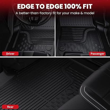 LASFIT Floor Mats for 2002-2008 Dodge Ram 1500 Quad Cab, 2003-2009 for 2500/3500 Bucket Seating, Not Fit Have 4X4 Shifter, All Weather TPE Custom Fit Car Mats Floor Liners 1st & 2nd Row, Black