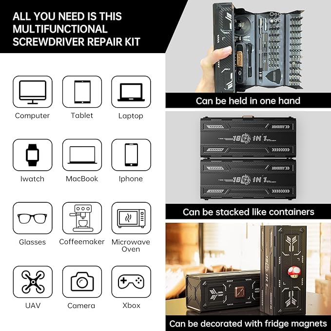 JAKEMY 180 in 1 Precision Screwdriver Set, Computer Screwdriver Kit,