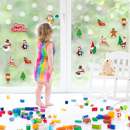 Tevxj 20 Pieces Christmas Thick Gel Clings Window Gel Clings Decals Stickers for Toddlers Kids Adults Home Airplane Classroom Nursery Christmas Party Supplies Decoration Removable and Reusable