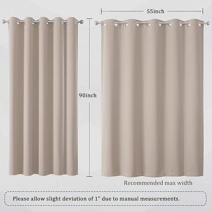 DUALIFE Curtains 90 Inches Long 2 Panels Set Extra Wide 60 Inches Warm Taupe