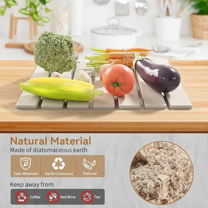 Stone Dish Drying Mat for Kitchen Counter, 15.5''x11.8'' Foldable Quick Dry