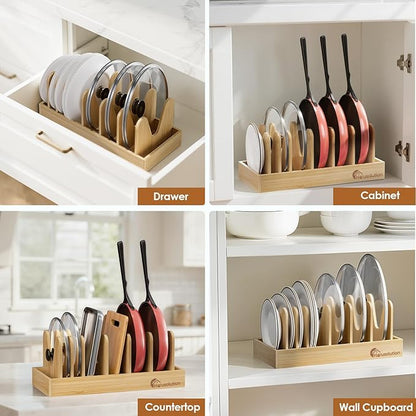 Housolution Bamboo Pot and Pan Organizer