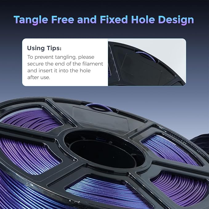 FLASHFORGE PLA Filament 1.75mm +/- 0.02mm Upgraded Nebula Purple, Color Changeable 3D Printer Filament 1kg, Chameleon 3D Printing Filament Changing Colors with Light, Perfectly Conceals Layer Lines
