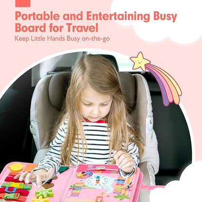 hahaland Busy Book for Toddlers Boys Girls Montessori Toys for 3+ Year Old Preschool Educational Learning Activities Toddler Travel Toys for Ages 3 4 5 with Life Skill Number Color Weather
