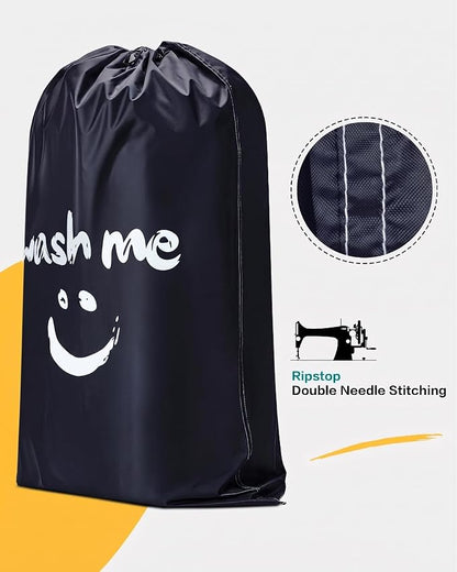 HOMEST XL Laundry Bag 28" x 40", Extra Large Dirty Clothes Organizer Holds 3-4 Loads, Machine Washable Drawstring Laundry Bag for Dorm, Camp, Laundromat, Family, Travel, Black