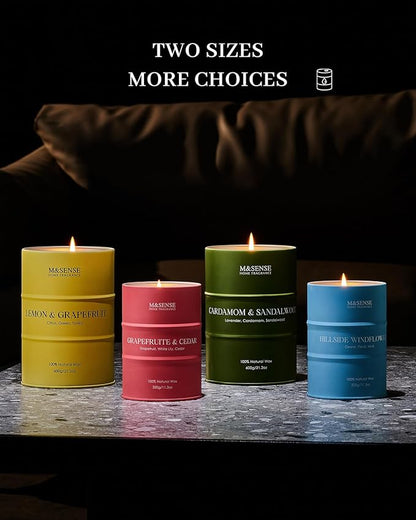 M&SENSE Grapefruit Cedar Scented Candles Large, Natural Soy Candles 21.2oz 120 Hour Slow Burning, Highly Scented Citrus Candles for Bathroom, Fresh Smelling Ordor Elimator Candle for Home