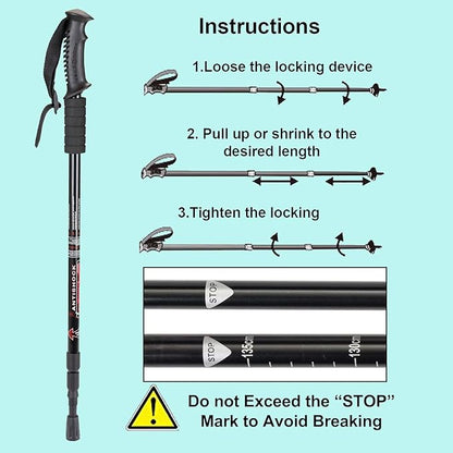 Aihoye Hiking Trekking Poles, 2 Pack Collapsible, Lightweight, Anti Shock, Walking Sticks, Adjustable Hiking Pole for Men and Women
