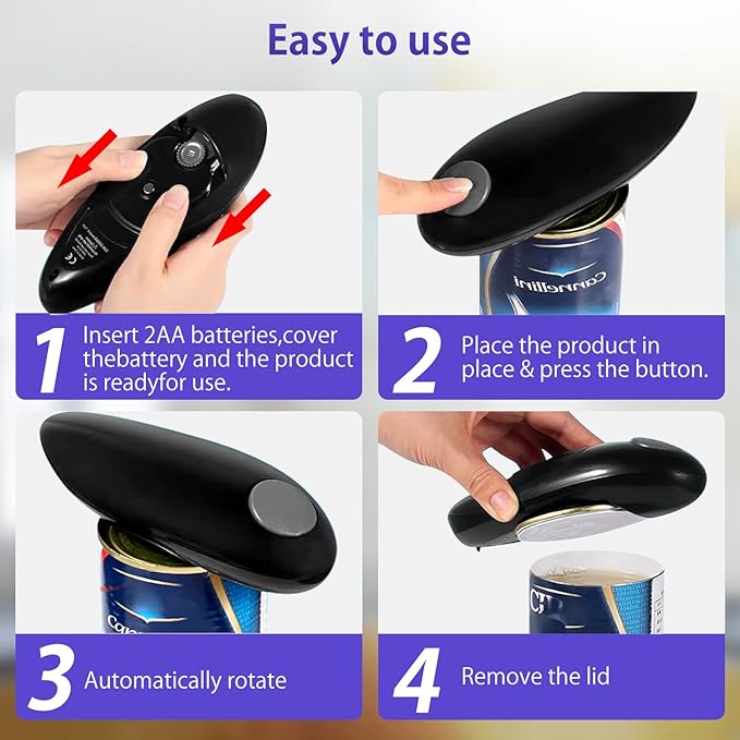 Electric Can Opener, Handheld One-touch Automatic Can opener, Smooth Edge