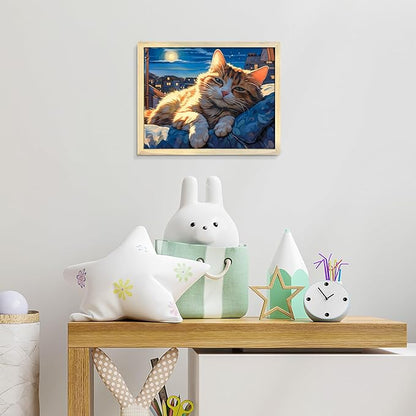 100 Piece Puzzles for Kids, Sleepy Cat 100 Piece Puzzles for Adults, Side Lying Cat Puzzle Cozy Scene Puzzle, Cute Kitten Jigsaw Puzzles 100 Pieces for Seniors Teens Kids Ages 6-10