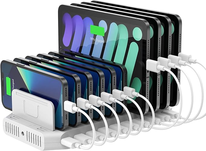 iPad Charging Station, Unitek 96W 10-Port USB Charging Dock Hub