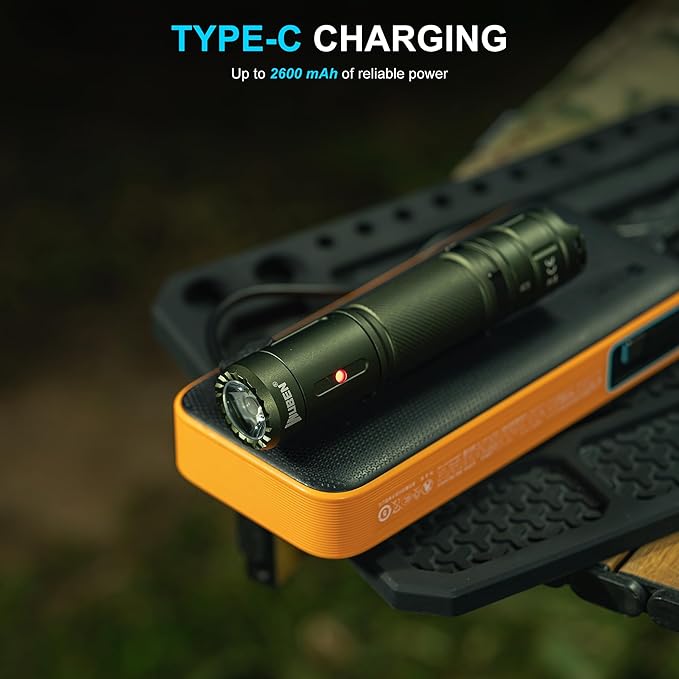 WUBEN C3 Flashlight 1200 High Lumens Rechargeable Flashlights 6 Modes Super Bright IP68 LED Tactical Flashlight for Camping, Home, Emergenc, Inspection, Repair, Tool Gifts for Men(Army Green)