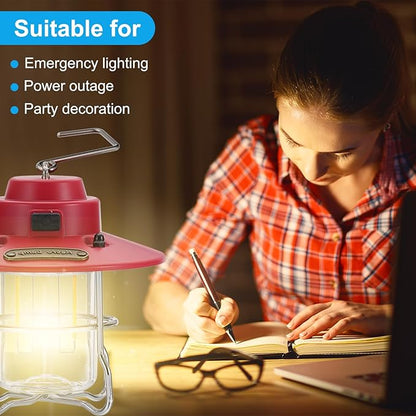 PATIKIL LED Camping Lantern, 2 Pack Vintage Rechargeable Lantern 3 Light Modes Portable Hanging Outdoor Tent Light for Camping, Hiking, Fishing, Black 3.66 Inch