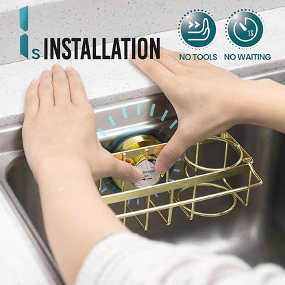 TAILI Sponge Holder with Strong Suction Cup, 4-in-1 Rustproof Sink Organizer