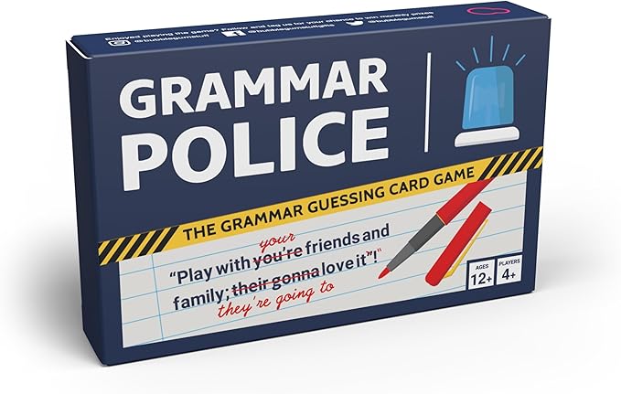 Grammar Police Game - Correct The Bad Grammar Flash Card Game - Fun Grammar Detective Game - Suitable for Family, Kids, Teenagers & Adults
