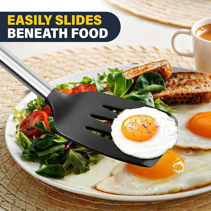 2 Pack Silicone Spatula Set, Solid & Slotted Turner