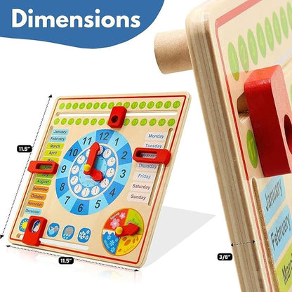Pidoko Kids Montessori Toys for Toddlers 3 Years - 4 Year Old Learning Materials for Preschool - All About Today Board - Wooden Calendar and Learning Clock - Educational Gifts for Boys and Girls