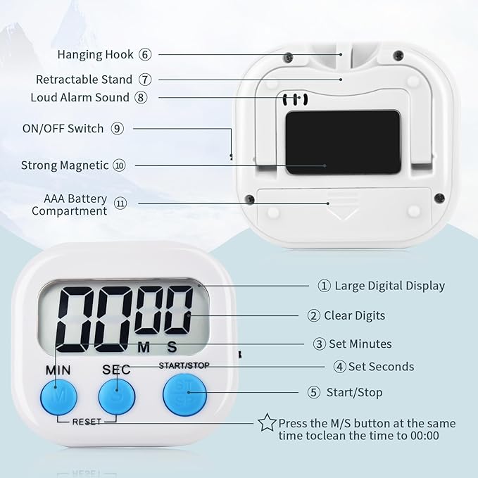 4 Pack Digital Kitchen Timer Magnetic Digital Timer
