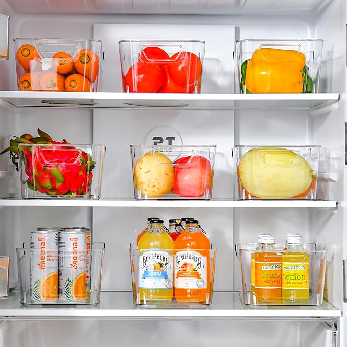 12 Pack Clear Plastic Storage Bins, Pantry Organizers and Storage, Plastic