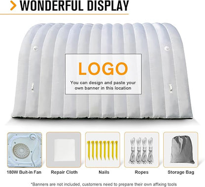 Inflatable Sports Tunnel Entrance with Built-in Blower – Advertising & Event Archway for Exhibitions, Shops, Supermarkets & Schools (White, 16x10x10Ft)