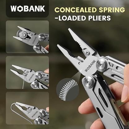 Multitool, 29-in-1 Stainless Steel Multi Tool Pliers with Screwdriver Sleeve, Damascus Pocket Knife, Nylon Sheath for Survival Camping, Hunting and Hiking