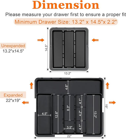 Spaclear Large Utensil Drawer Organizer Expandable Silverware Organizer
