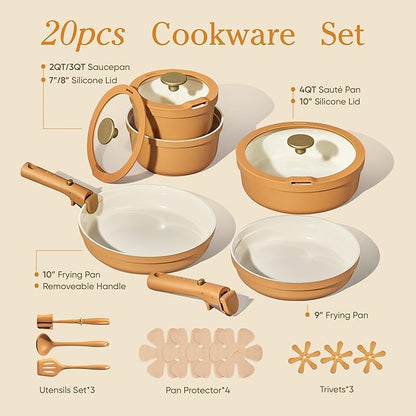 Carote 20pcs Ceramic Cookware Set