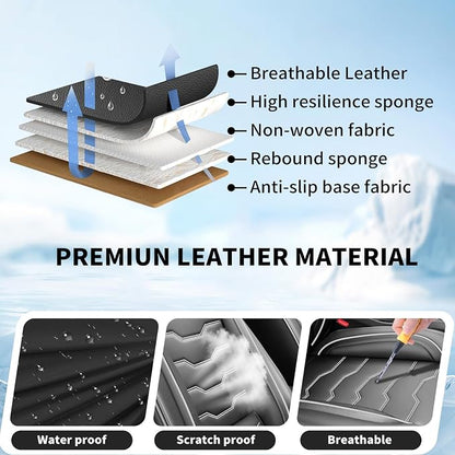 Fit Compass Car Seat Covers for Jeep Compass 2007-2025 2026 -Full Set Premium Leather, Waterproof &Breathable，All-Weather Seat Cushion Protecto & Airbag Compatible,2 Front Seat White Line Black