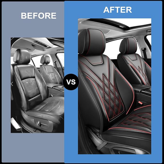 Car Seat Covers Compatible with Hyundai Santa Cruz 2022-2026 - Full Set 5 Seats Luxury Leather All-Weather Seat Cushions & Protectors, Waterproof & Breathable, Airbag Compatible (Redline)