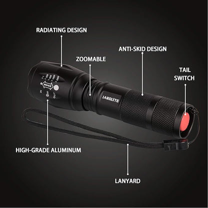 LED Emergency Handheld Flashlight with Adjustable Focus, Water Resistant, 5 Modes, Best Tactical Flashlight for Emergency, Camping and Fishing, 2 Pack