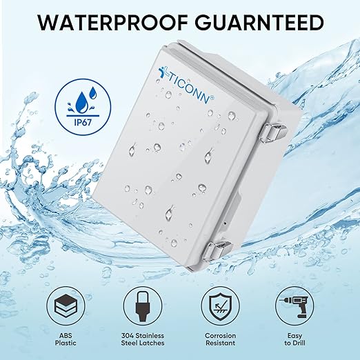 TICONN Waterproof Electrical Junction Box IP67 ABS Plastic Enclosure