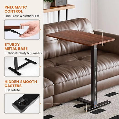 Mobile Bed Laptop Desk with Lockable Wheels and Height Adjustment Function