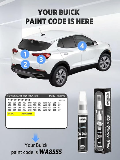 Summit White(GAZ/WA8624) for Buick Touch Up Paint Pen, 2 in 1 Car Scratch Remover with Pen Tip and Brush, Precise Color Match for Car Paint Scratch Repair, Quickly and Easily Fix Chips and Nicks
