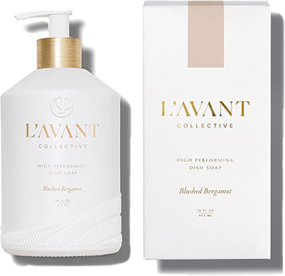 L'AVANT Natural Dish Soap, Plant-Based Grease Cutter, 16 Fl Oz Bergamot | Plant-based grease cutting, non-toxic formula, refillable glass pump bottle, gentle on hands, kid and pet safe, cruelty-free