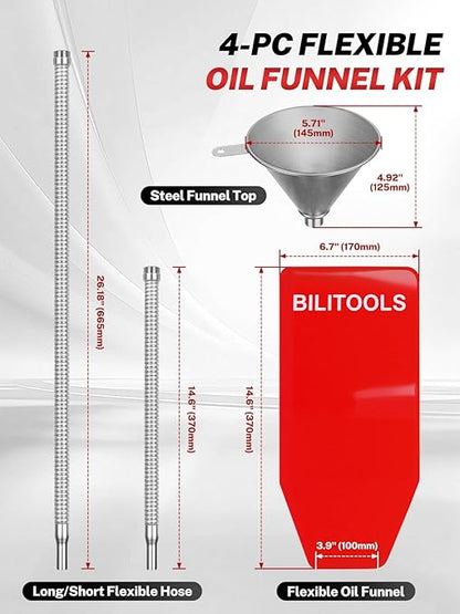 BILITOOLS 4pc Oil Change Kit, Spill-Free Steel System