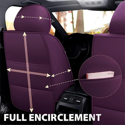 SanQing Car Seat Covers Full Set, Super Luxurious Heavy Universal Duty Waterproof Leather Automotive Vehicle Cover for Cars SUV Pick-up Truck, Non-Slip Seat Purple Car Accessories(Full Set/Purple)