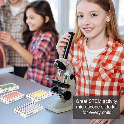 48 Prepared Microscope Slides Set of Animals Insects Plants Flowers, Biological Learning Resource Specimens for Kids Beginner Classroom Basic Science Education