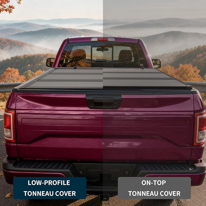 OEDRO Low-Profile Hard Tri-Fold Tonneau Cover Compatible with Toyota Tacoma 2024 2025 2026 (Excl. Trail Edition) 5ft Bed with Tacoma Bed Rail, One-Handed Quick Release, Drainage Design