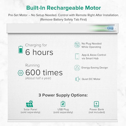 Kilonity Motorized Roller Shades, Light Filtering Remote Control Custom Window