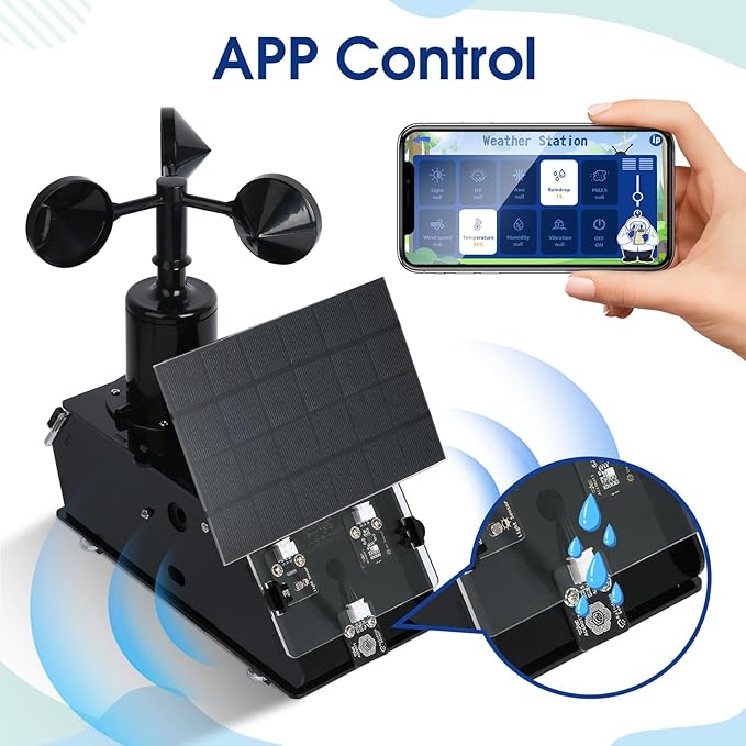 Science Kits for Kids Age 12+, ACEBOTT IoT Weather Station Kit Indoor Outdoor, STEM Kits with 8 Sensors & Solar Panel, Compatible with ESP32 Arduino IDE, Electronics Coding Kits for Teens & Adults