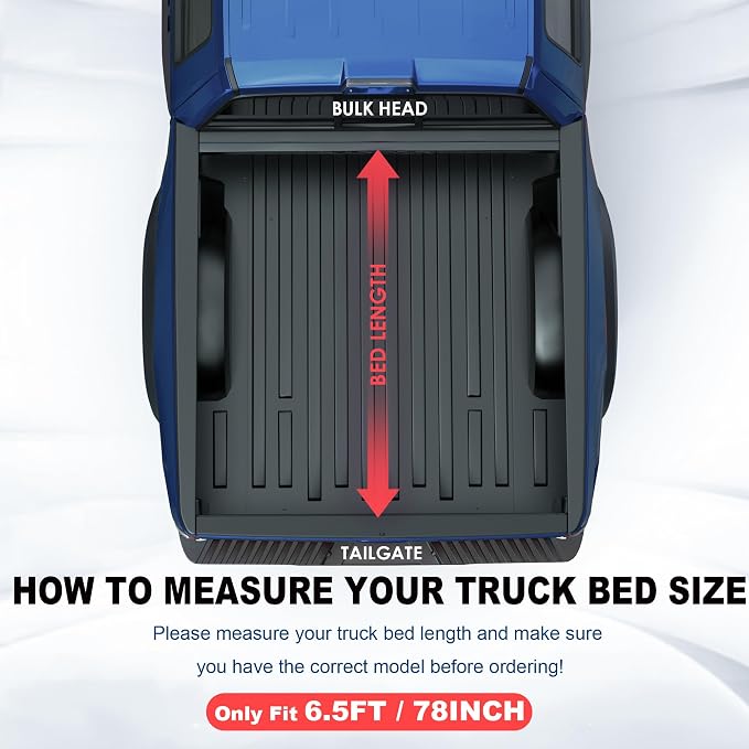 KUIPERAUTO 6.5 FT Quad 4-Fold Soft Folding Truck Bed Tonneau Cover Compatible with Ford F150 F-150 2009-2014 Styleside Fourth Fold (Excl Raptor Series) Without Utility Track System Truck Bed Cover 78“