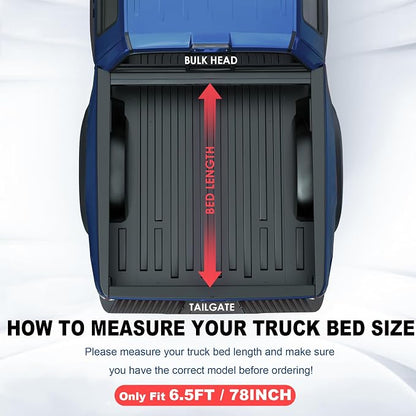 KUIPERAUTO 6.5 FT Quad 4-Fold Soft Folding Truck Bed Tonneau Cover Compatible with Ford F150 F-150 2009-2014 Styleside Fourth Fold (Excl Raptor Series) Without Utility Track System Truck Bed Cover 78“