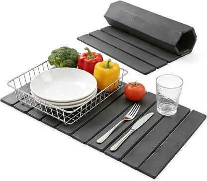 Large Stone Dish Drying Mat for Kitchen Counter, Foldable Diatomaceous Earth