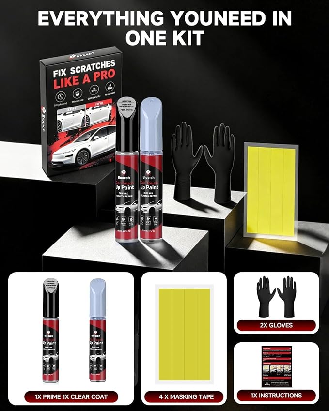 White Platinum Pearl Tricoat UG/M7204 for Lincoln Touch Up Paint Kit[2K Clear Coat Included],Exact Color Match Touch Up Paint for Chip and Scratch